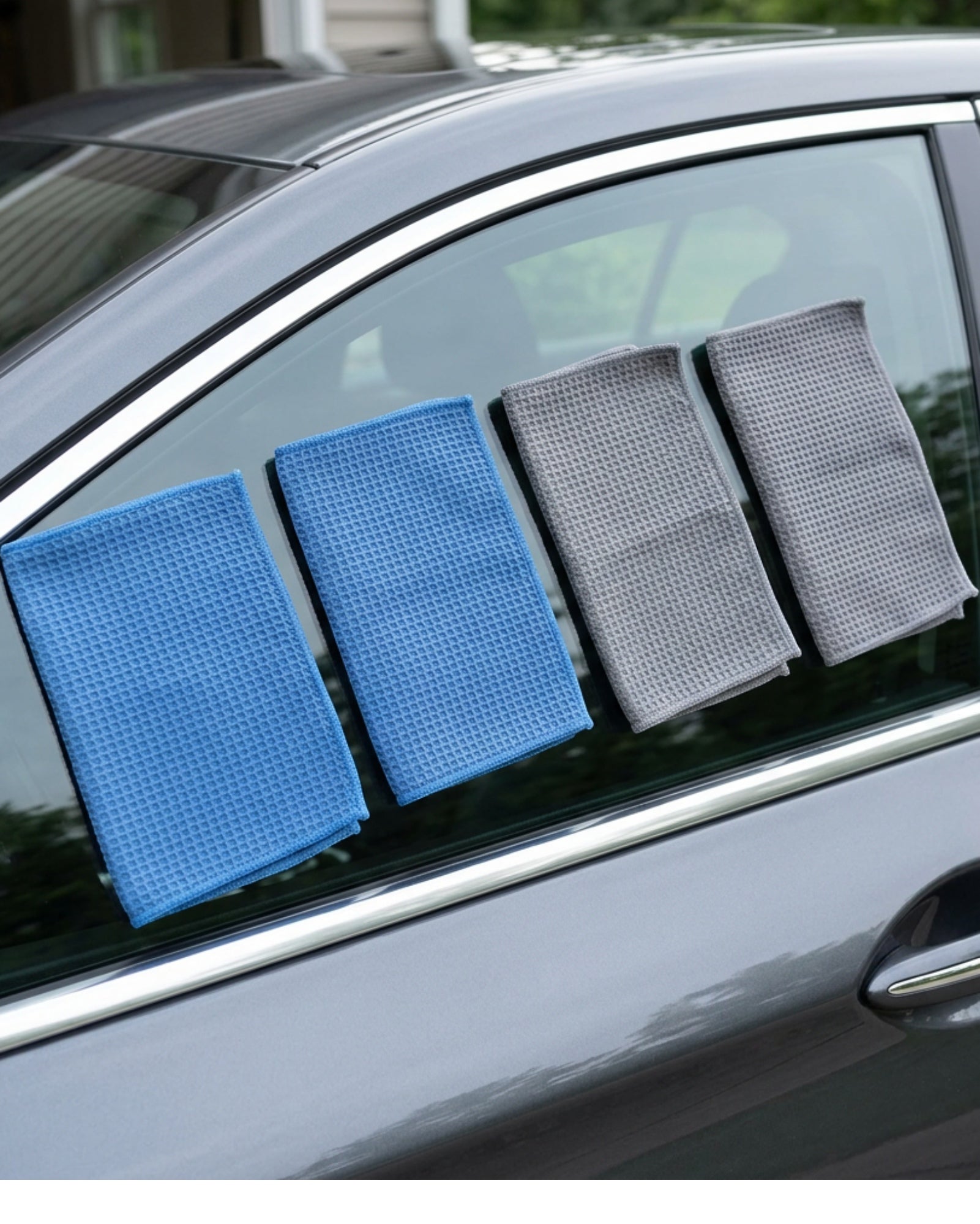 Negoods Waffle-Weave Automotive Glass Cloth Set of 4 40 x 40 cm 300 GSM - Lifestyle view
